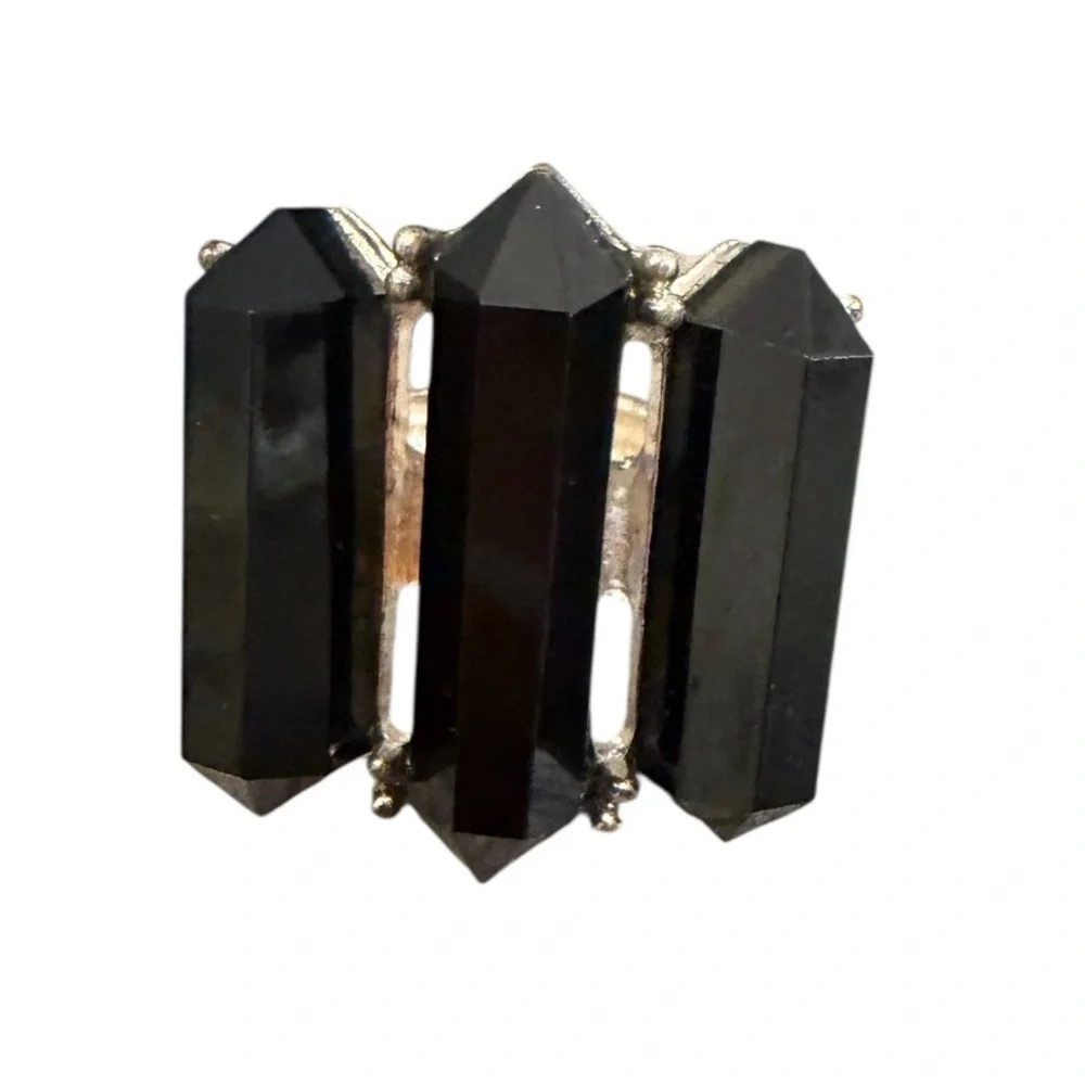 #720 Vintage Inspired Black Crystal Triple-Point‎ Scarf Clip Holder
